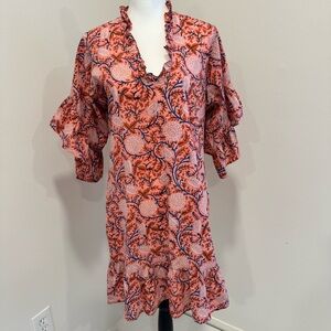 Fitzroy&Willa Soleil Rosara Garden Floral Dress Ruffle Flutter Sleeve M